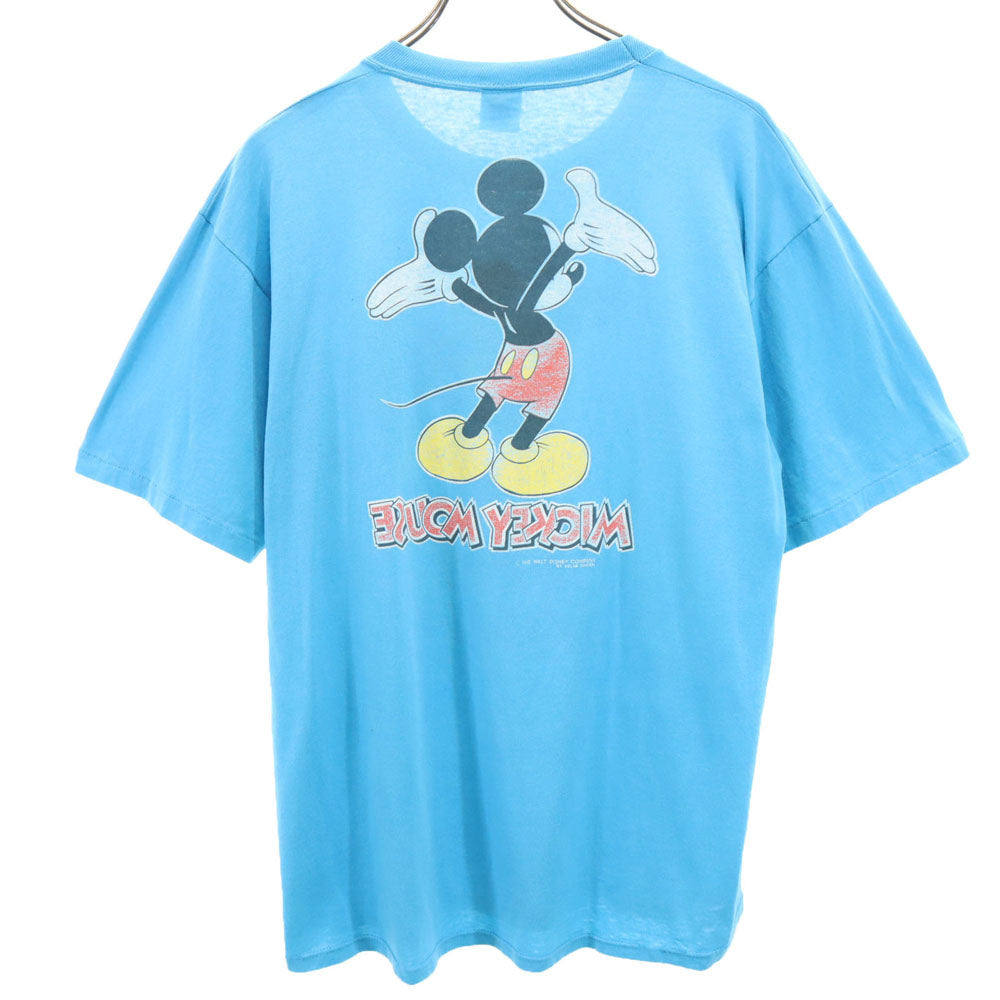 Velva Sheen ベルバシーン 90s USA製 プリント 半袖 ミッキー Tシャツ XL 水色 シングルステッチ オールド ヴィンテージ メンズ