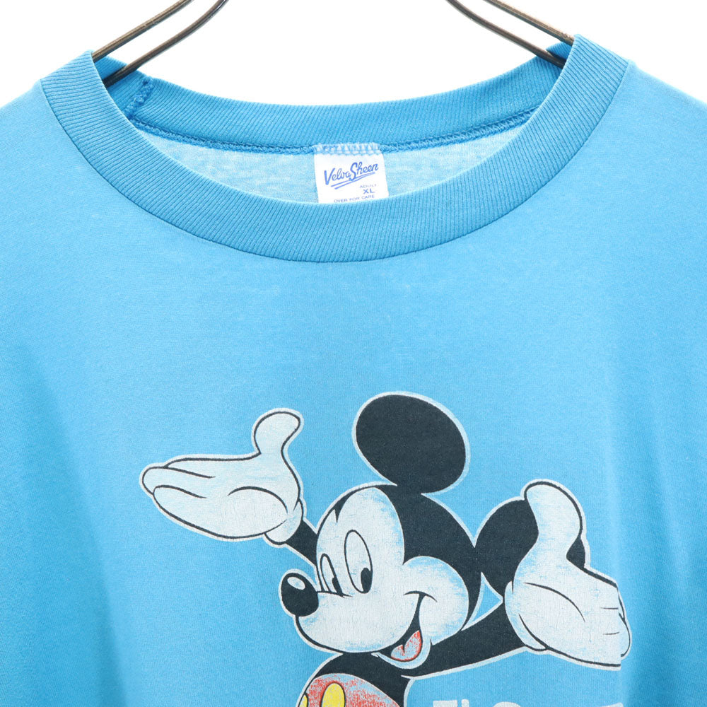 Velva Sheen ベルバシーン 90s USA製 プリント 半袖 ミッキー Tシャツ XL 水色 シングルステッチ オールド ヴィンテージ メンズ