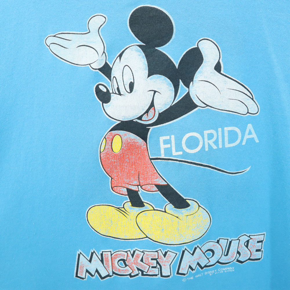 Velva Sheen ベルバシーン 90s USA製 プリント 半袖 ミッキー Tシャツ XL 水色 シングルステッチ オールド ヴィンテージ メンズ
