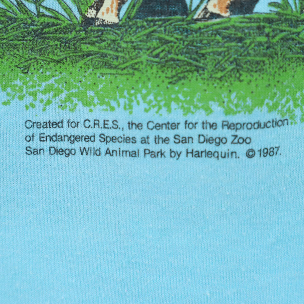 スクリーンスターズベスト 80s USA製 アニマルプリント 半袖 Tシャツ XL 水色 SCREEN STARS BEST シングルステッチ オールド ヴィンテージ メンズ