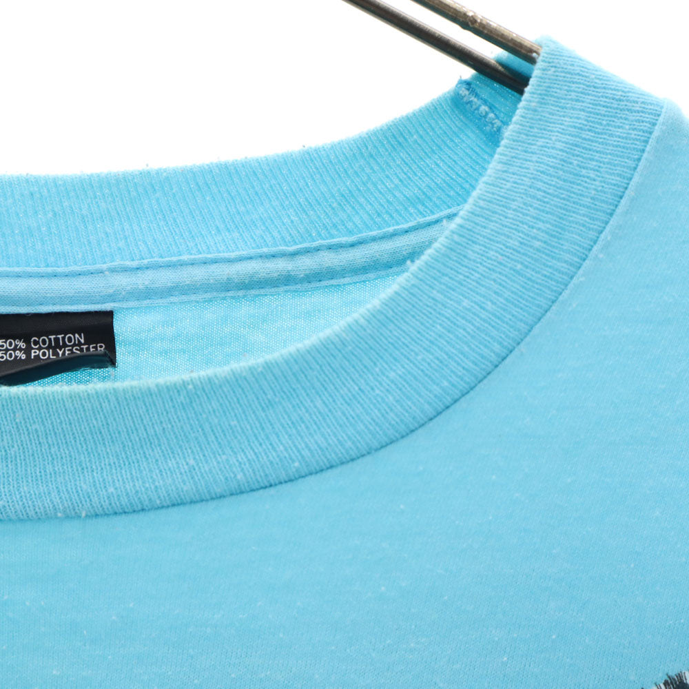 スクリーンスターズベスト 80s USA製 アニマルプリント 半袖 Tシャツ XL 水色 SCREEN STARS BEST シングルステッチ オールド ヴィンテージ メンズ