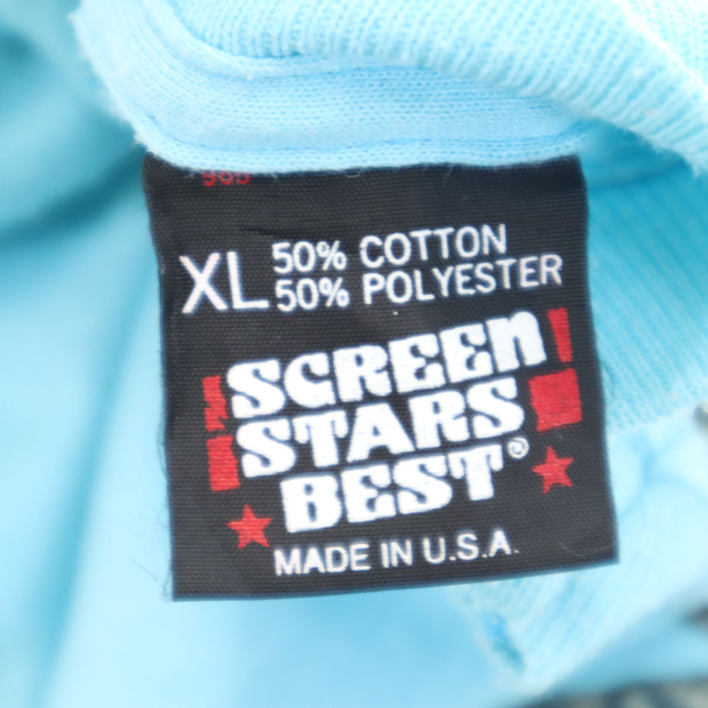 スクリーンスターズベスト 80s USA製 アニマルプリント 半袖 Tシャツ XL 水色 SCREEN STARS BEST シングルステッチ オールド ヴィンテージ メンズ