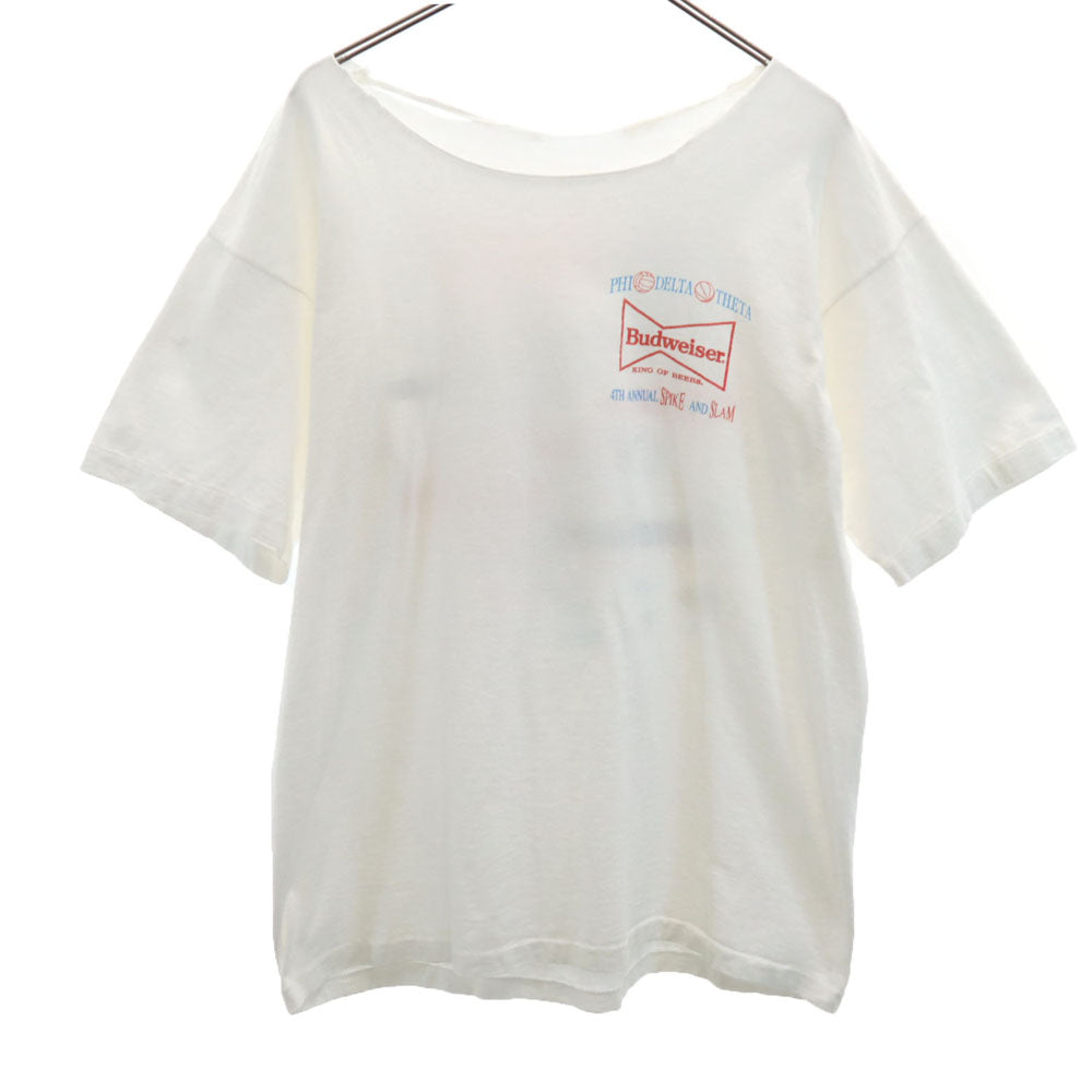 Budweiser バドワイザー 90s バックプリント 半袖 シングルステッチ カットオフ Tシャツ ホワイト系 オールド ヴィンテージ メンズ