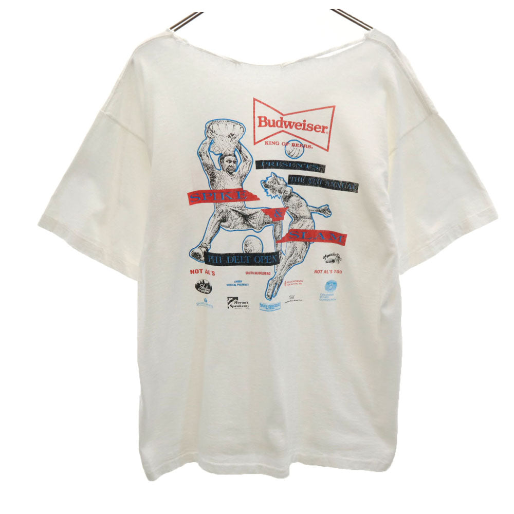 Budweiser バドワイザー 90s バックプリント 半袖 シングルステッチ カットオフ Tシャツ ホワイト系 オールド ヴィンテージ メンズ