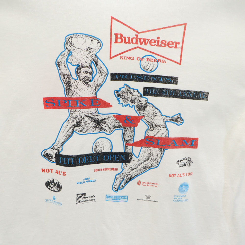 Budweiser バドワイザー 90s バックプリント 半袖 シングルステッチ カットオフ Tシャツ ホワイト系 オールド ヴィンテージ メンズ