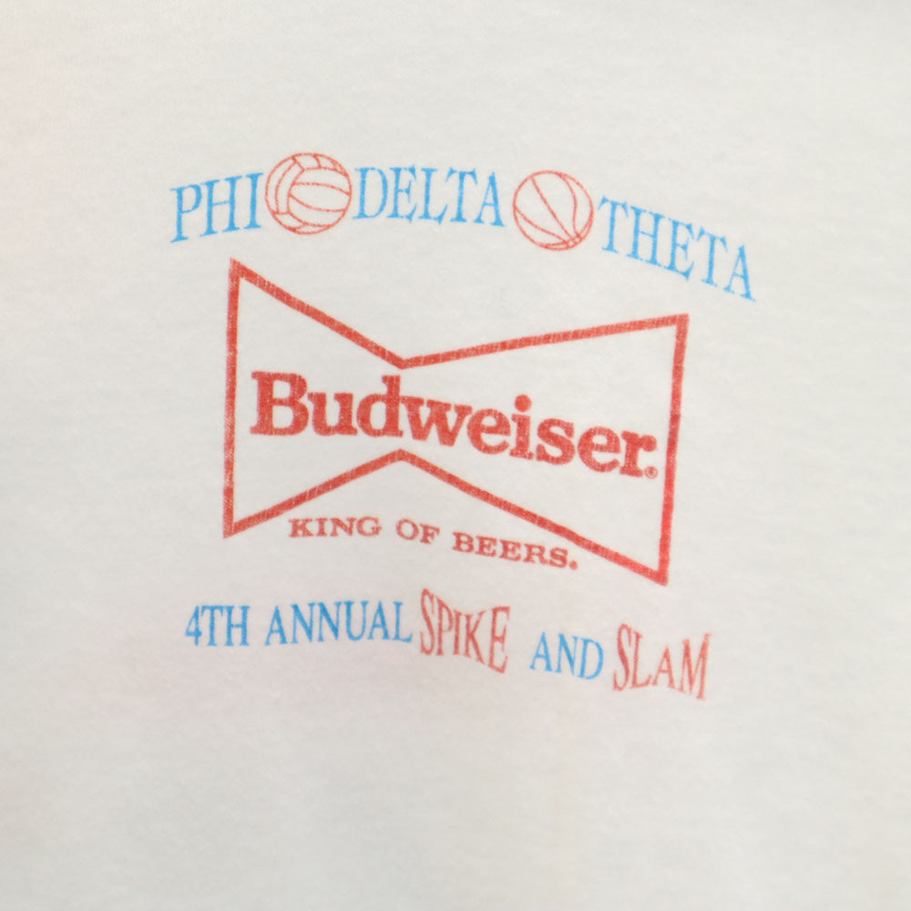 Budweiser バドワイザー 90s バックプリント 半袖 シングルステッチ カットオフ Tシャツ ホワイト系 オールド ヴィンテージ メンズ