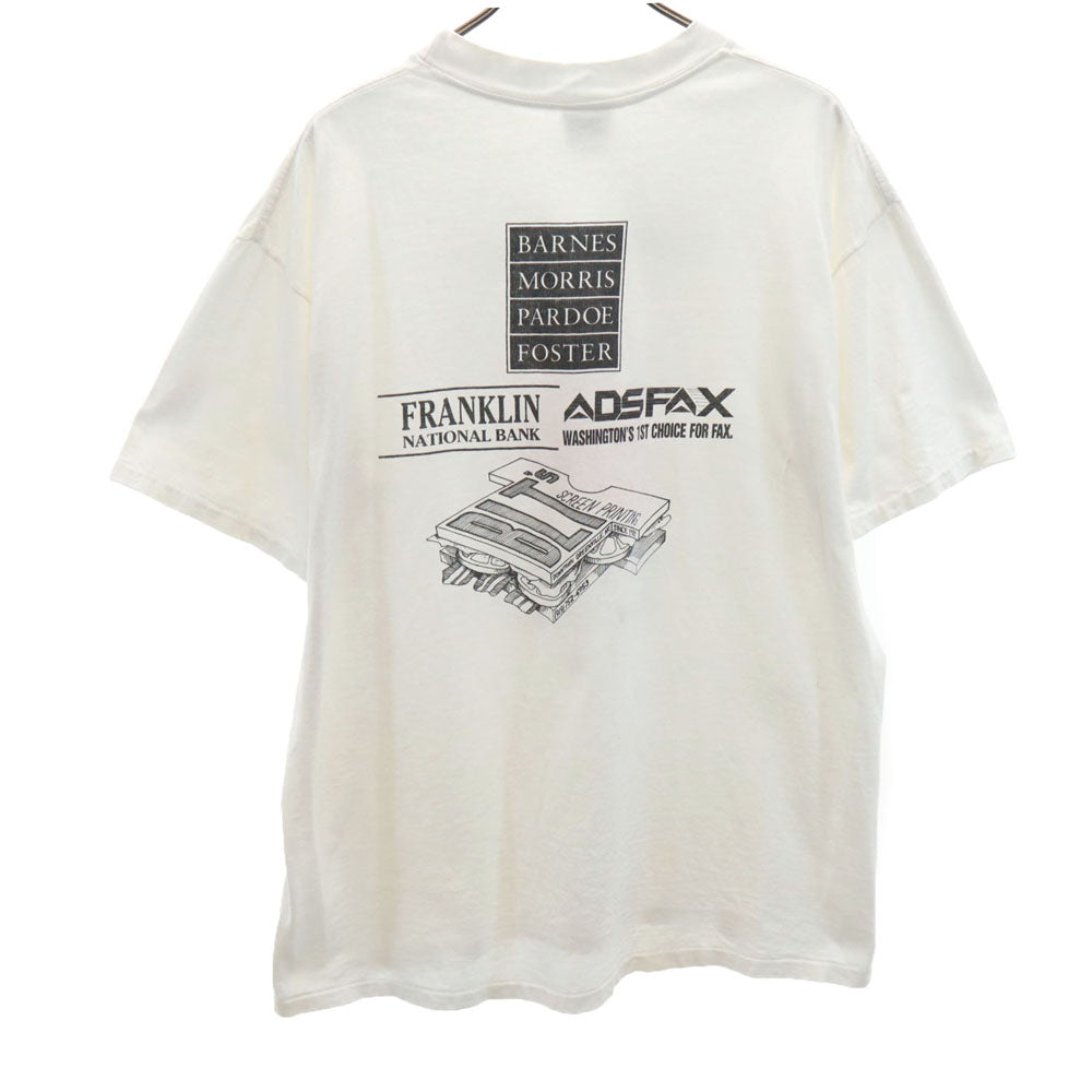 JENSEN ジェンセン 90s USA製 プリント 半袖 シングルステッチ Tシャツ XL ホワイト系 オールド ヴィンテージ メンズ