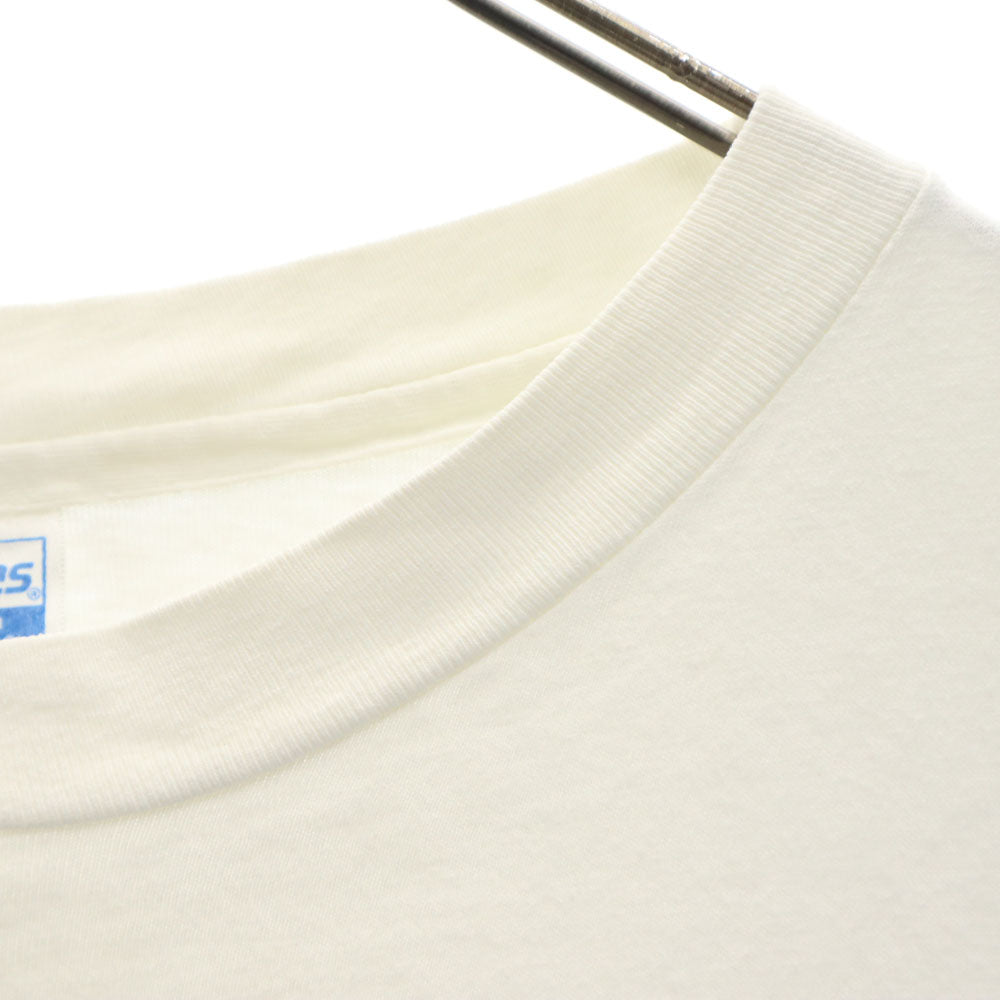 Hanes ヘインズ 80s USA製 カレッジプリント 半袖 シングルステッチ Tシャツ XL ホワイト系 オールド ヴィンテージ メンズ