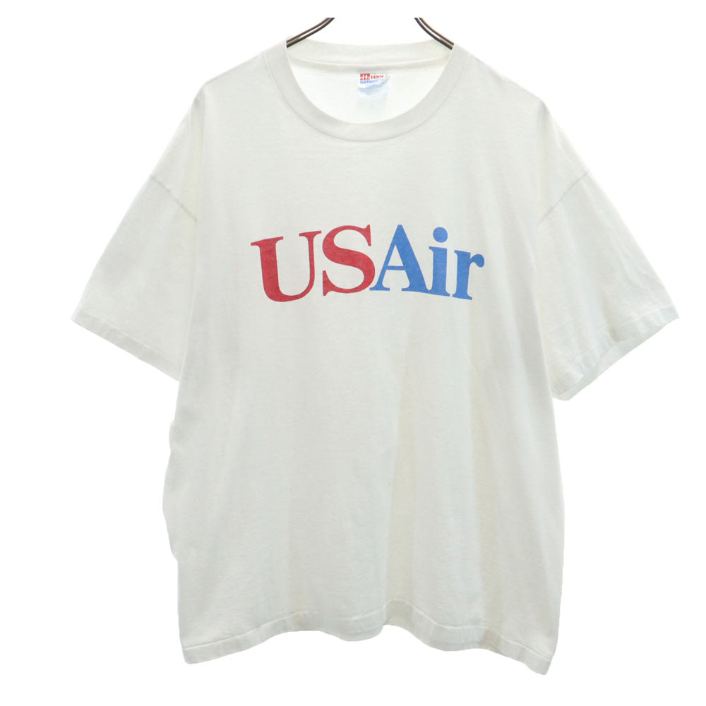 Hanes ヘインズ 90s USA製 プリント 半袖 シングルステッチ Tシャツ XL ホワイト系 オールド ヴィンテージ メンズ