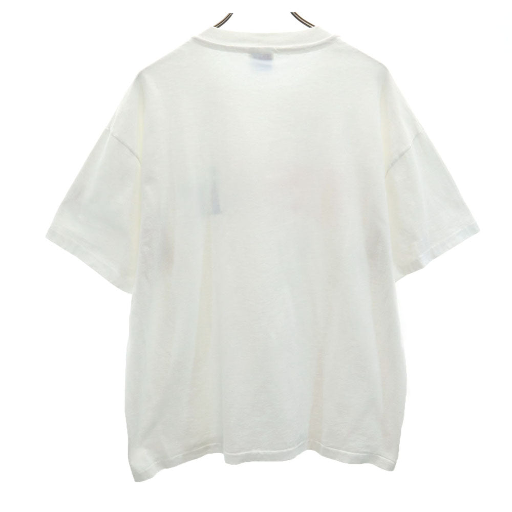 Hanes ヘインズ 90s USA製 プリント 半袖 シングルステッチ Tシャツ XL ホワイト系 オールド ヴィンテージ メンズ