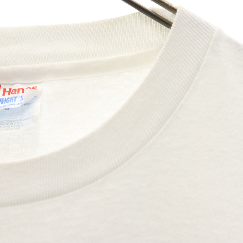 Hanes ヘインズ 90s USA製 プリント 半袖 シングルステッチ Tシャツ XL ホワイト系 オールド ヴィンテージ メンズ