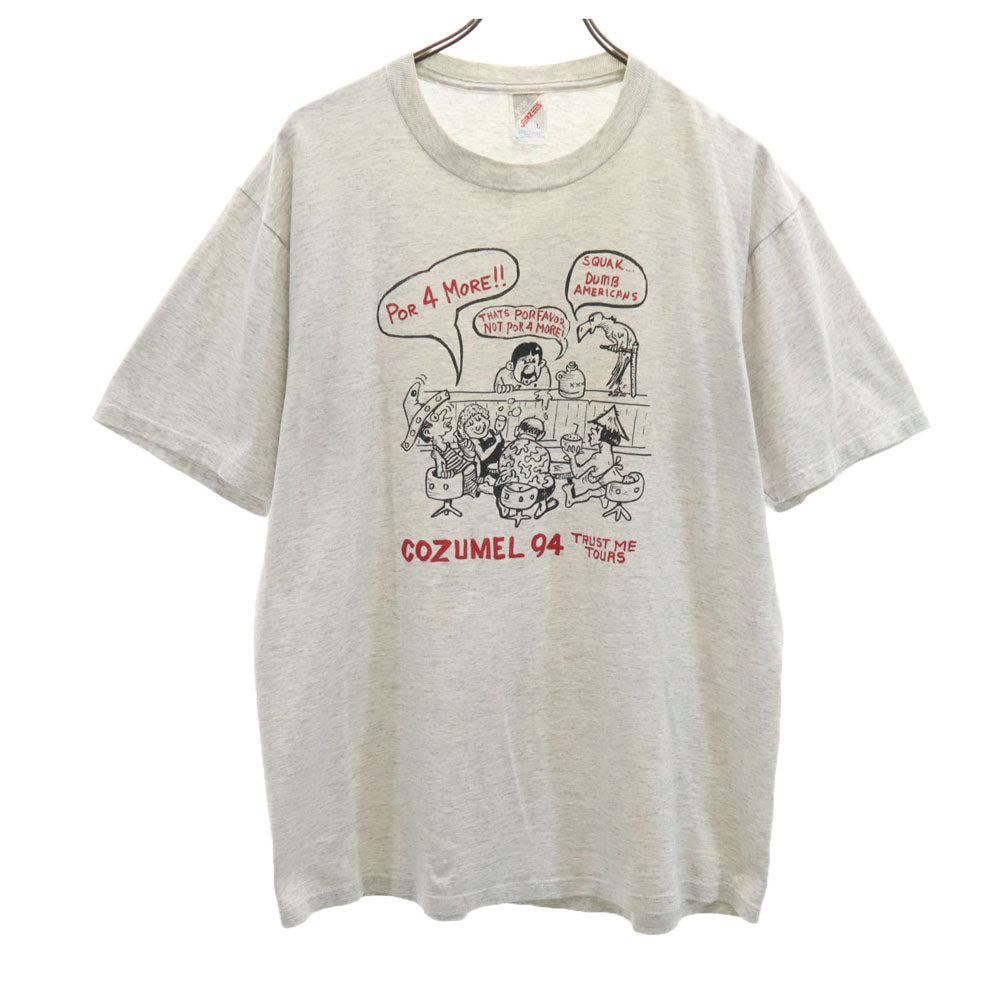 JERZEES ジャージーズ 90s USA製 半袖 シングルステッチ Tシャツ L グレー系 オールド ヴィンテージ メンズ