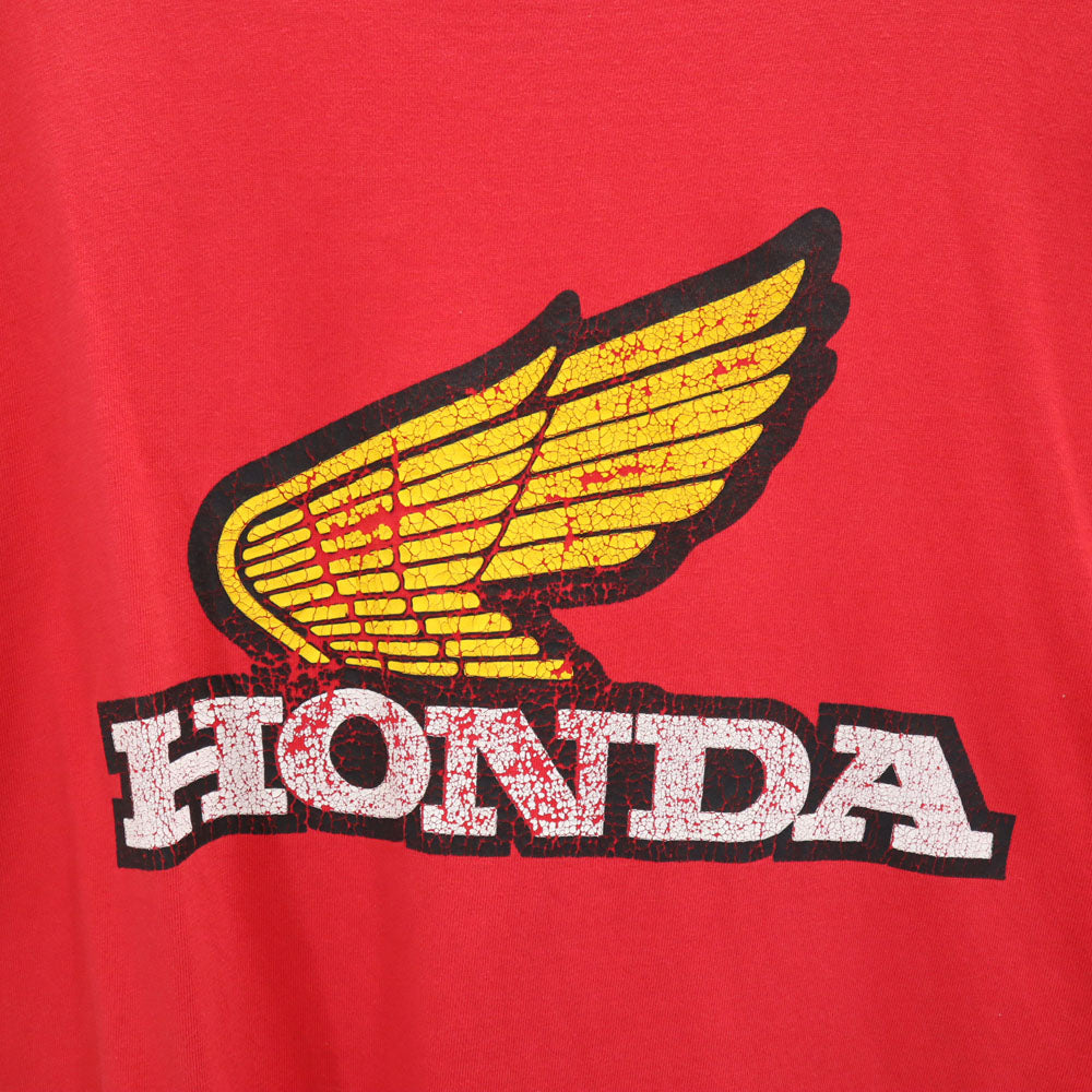 Hanes ヘインズ 90s ウィングマーク 半袖 HONDA Tシャツ L レッド系 ホンダ オールド ヴィンテージ メンズ