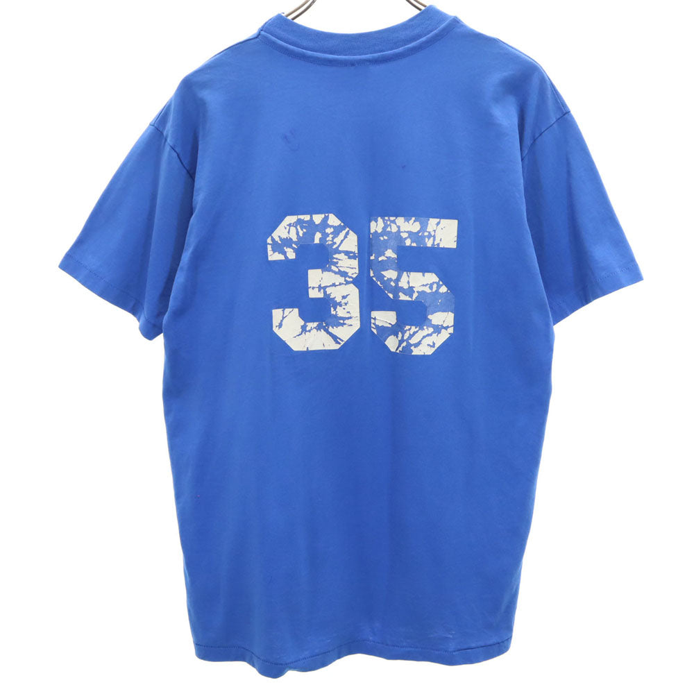 Hanes ヘインズ 90s プリント 半袖 シングルステッチ Tシャツ L ブルー系 オールド ヴィンテージ メンズ