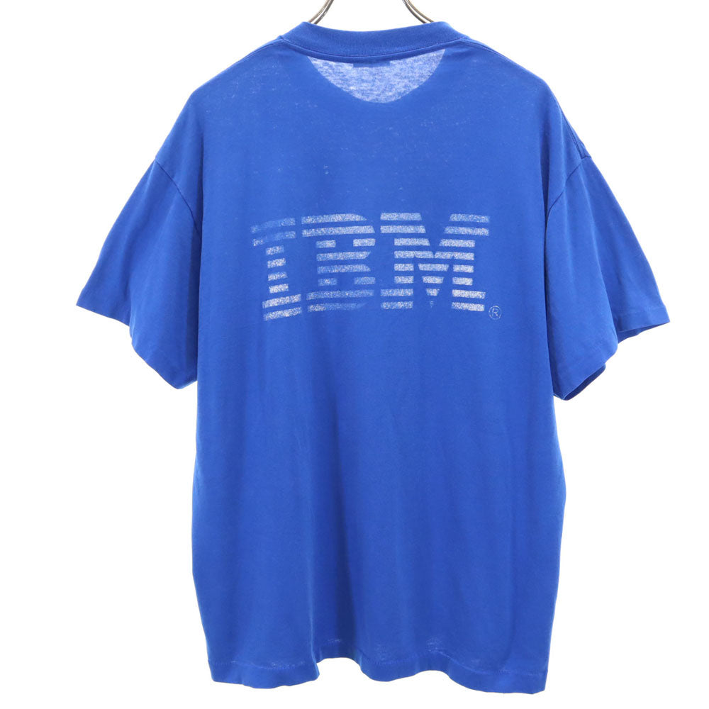 HeF-T ヘフト 90s USA製 IBM プリント 半袖 企業系 Tシャツ XL ブルー系 アイビーエム オールド ヴィンテージ メンズ