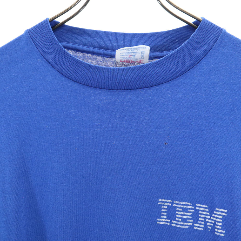 HeF-T ヘフト 90s USA製 IBM プリント 半袖 企業系 Tシャツ XL ブルー系 アイビーエム オールド ヴィンテージ メンズ