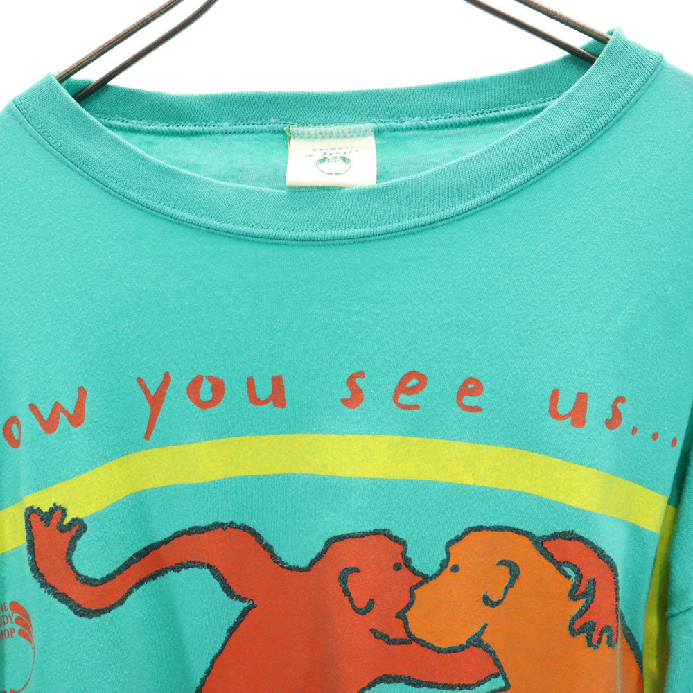 ザボディショップ 90s プリント 半袖 シングルステッチ Tシャツ M/L グリーン系 THE BODY SHOP animals tee オールド ヴィンテージ メンズ