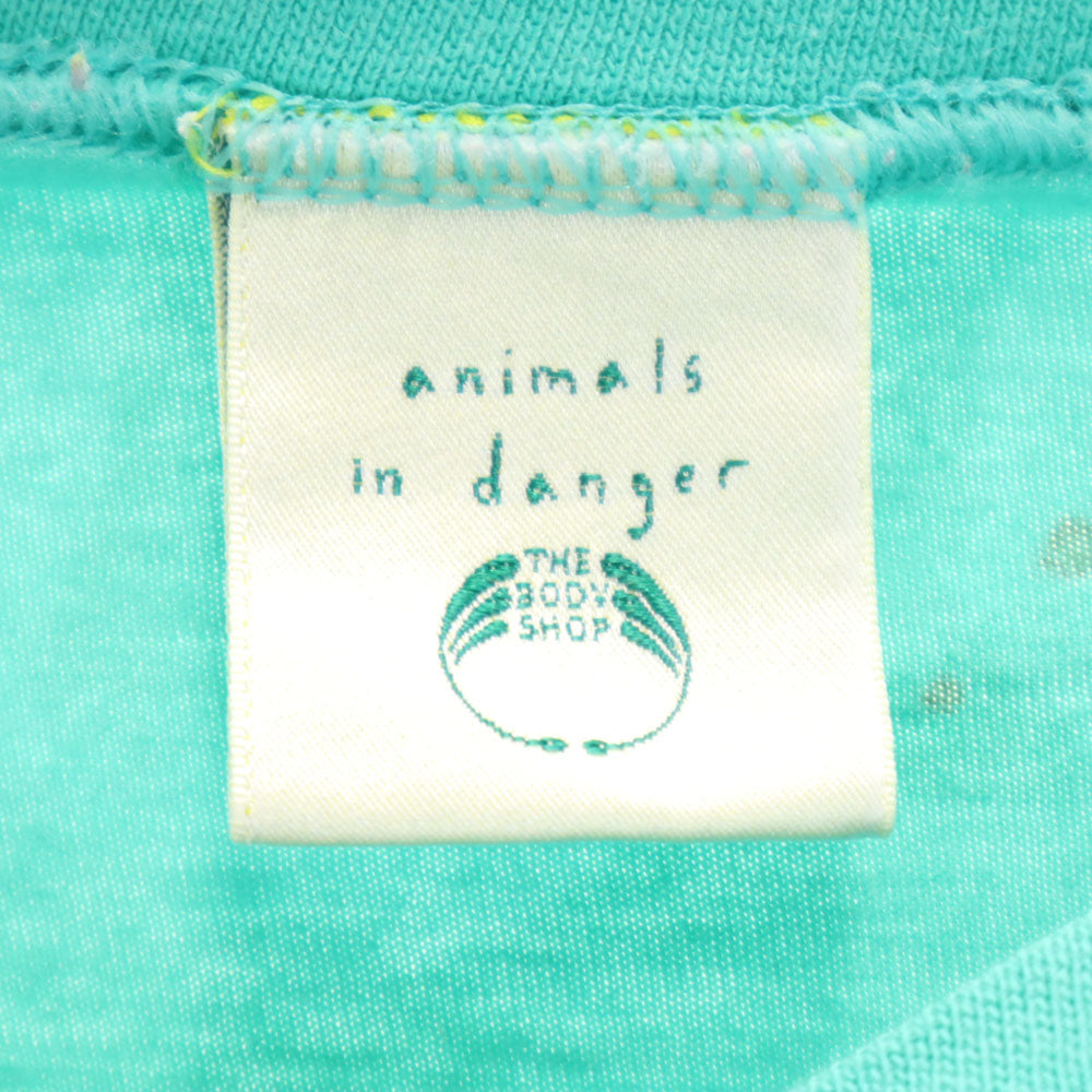 ザボディショップ 90s プリント 半袖 シングルステッチ Tシャツ M/L グリーン系 THE BODY SHOP animals tee オールド ヴィンテージ メンズ