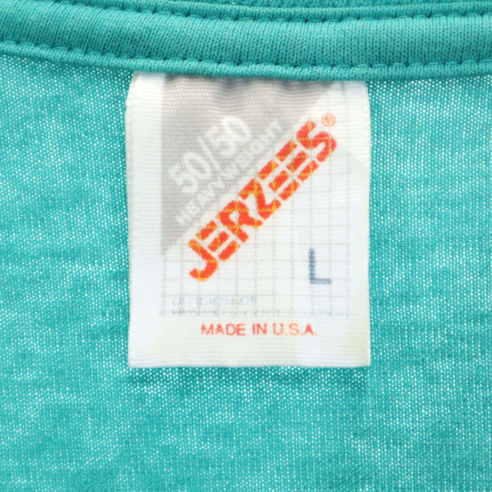 JERZEES ジャージーズ 90s USA製 プリント 半袖 シングルステッチ Tシャツ L グリーン系 オールド ヴィンテージ メンズ