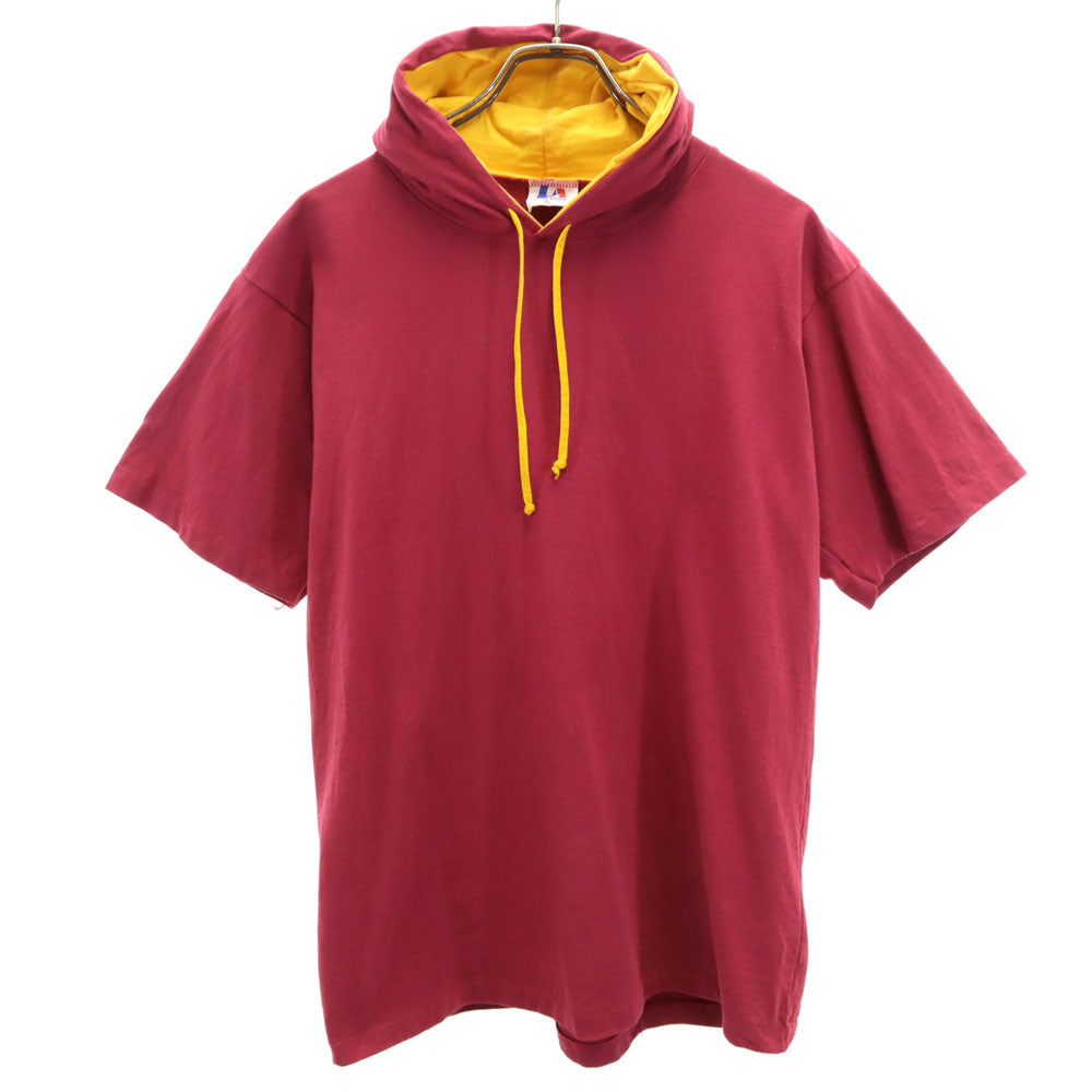 UNIVERSAL ATHLETICS ユニバーサルアスレチックス 90s USA製 ツートン 半袖 パーカ Tシャツ L レッド系 フード オールド ヴィンテージ メンズ