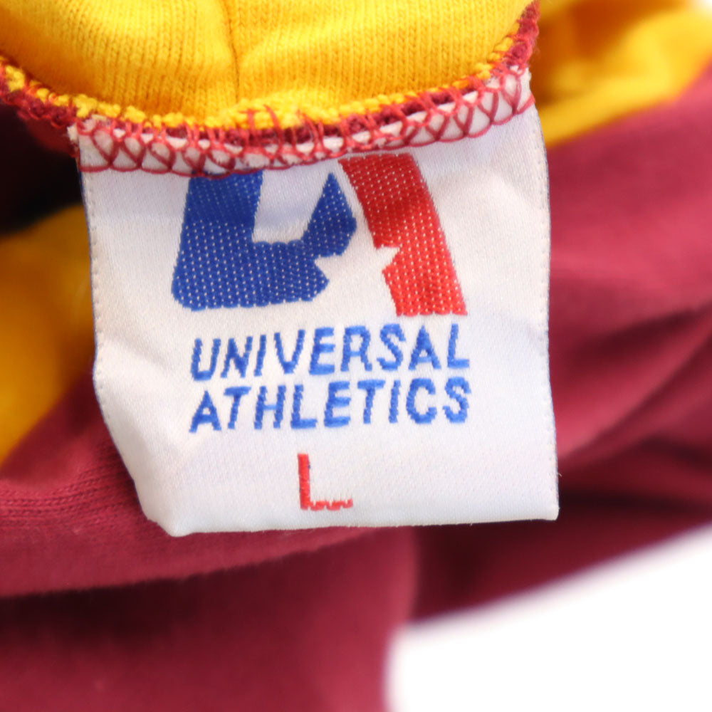 UNIVERSAL ATHLETICS ユニバーサルアスレチックス 90s USA製 ツートン 半袖 パーカ Tシャツ L レッド系 フード オールド ヴィンテージ メンズ