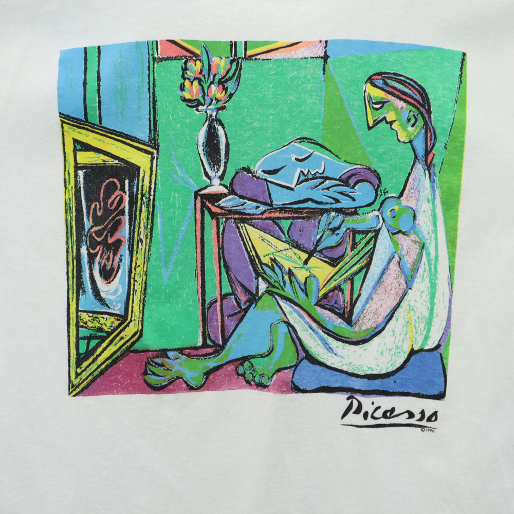 ピカソ 90s USA製 アートプリント 半袖 シングルステッチ Tシャツ L ホワイト RALPH MARLIN ラルフマーリン オールド ヴィンテージ メンズ
