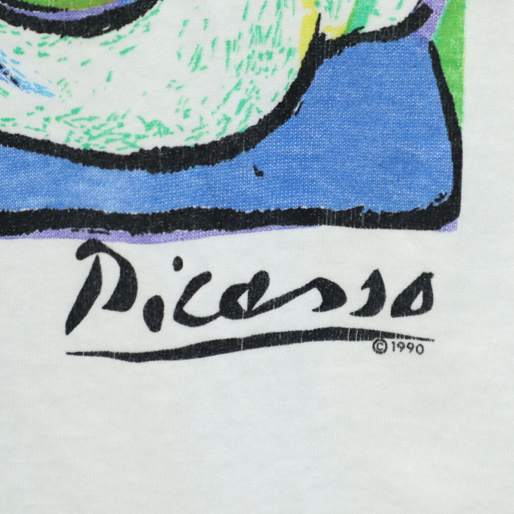 ピカソ 90s USA製 アートプリント 半袖 シングルステッチ Tシャツ L ホワイト RALPH MARLIN ラルフマーリン オールド ヴィンテージ メンズ