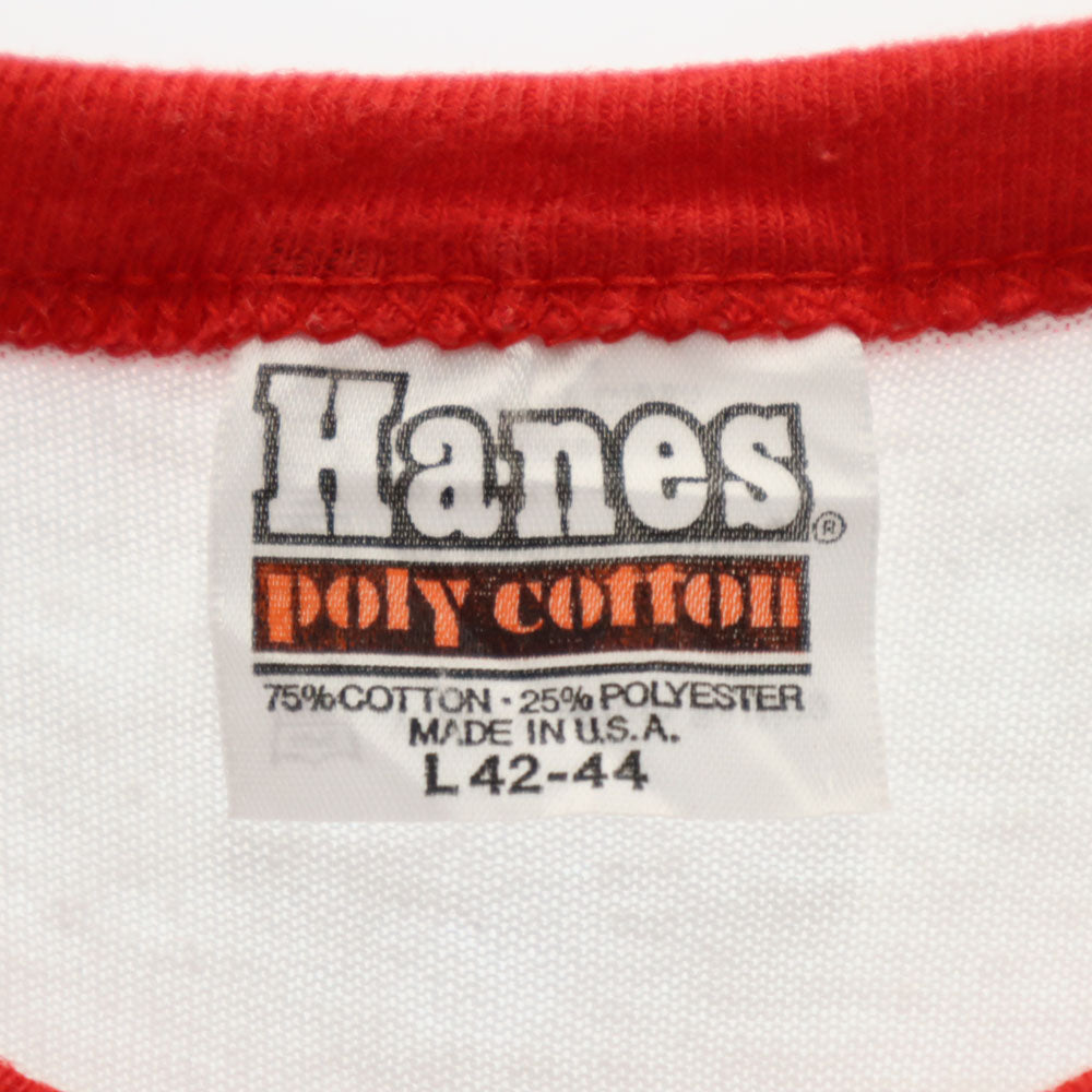 Hanes ヘインズ 70s 80s USA製 半袖 リンガー Tシャツ L ホワイト トリム オールド ヴィンテージ メンズ