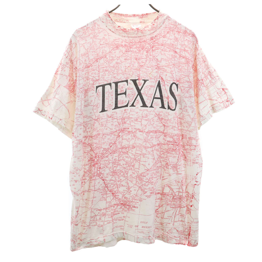 90s テキサスマップ 半袖 シングルステッチ Tシャツ L ホワイト 他 TEXAS オールド ヴィンテージ メンズ
