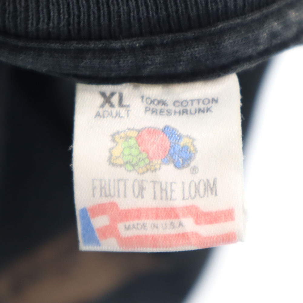 フルーツオブザルーム 90s USA製 アニマルプリント 半袖 シングルステッチ Tシャツ XL ブラック系 FRUIT OF THE LOOM オールド ヴィンテージ メンズ