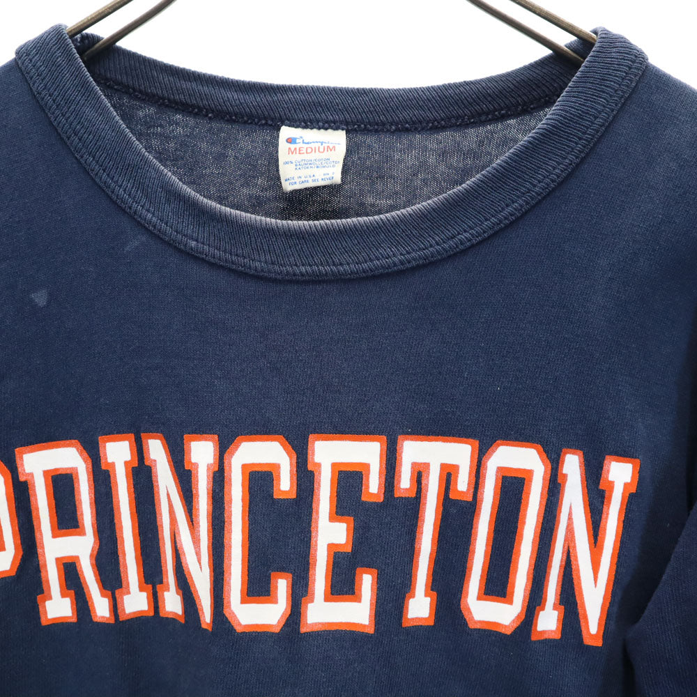 チャンピオン 80s USA製 カレッジプリント 半袖 トリコタグ Tシャツ M ネイビー系 Champion シングルステッチ オールド ヴィンテージ メンズ