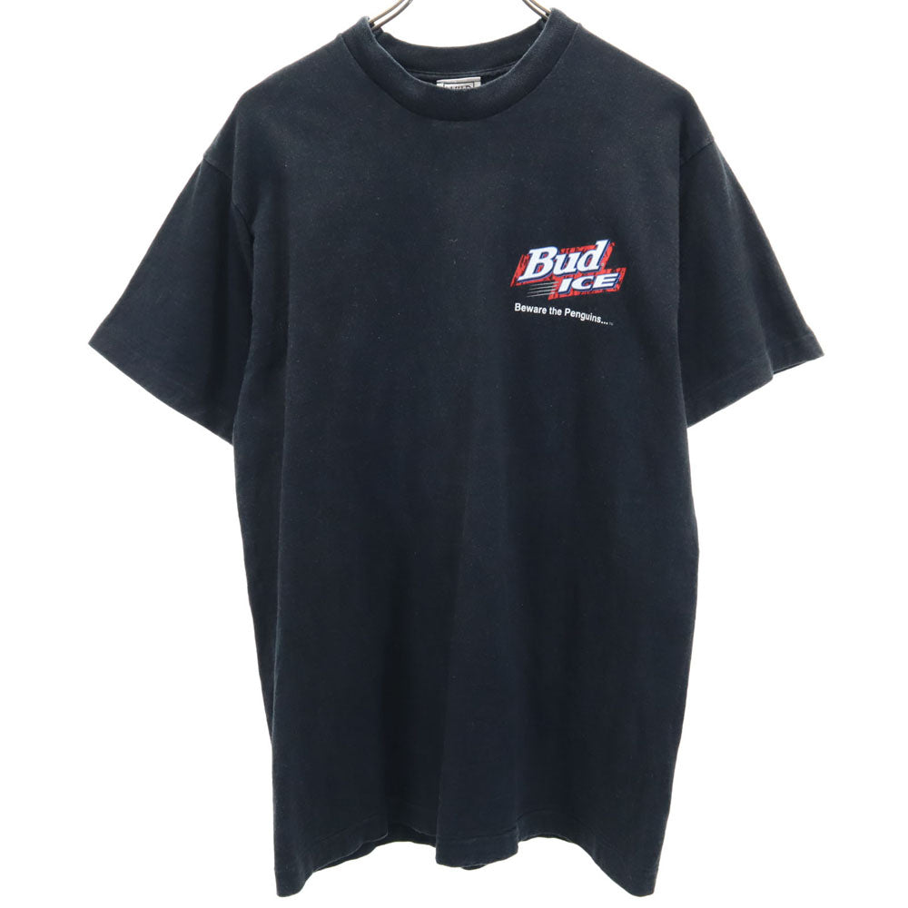 WILD OATS ワイルドオーツ 90s USA製 バックプリント 半袖 BUD ICE Tシャツ L ブラック系 シングルステッチ オールド ヴィンテージ 企業系 メンズ