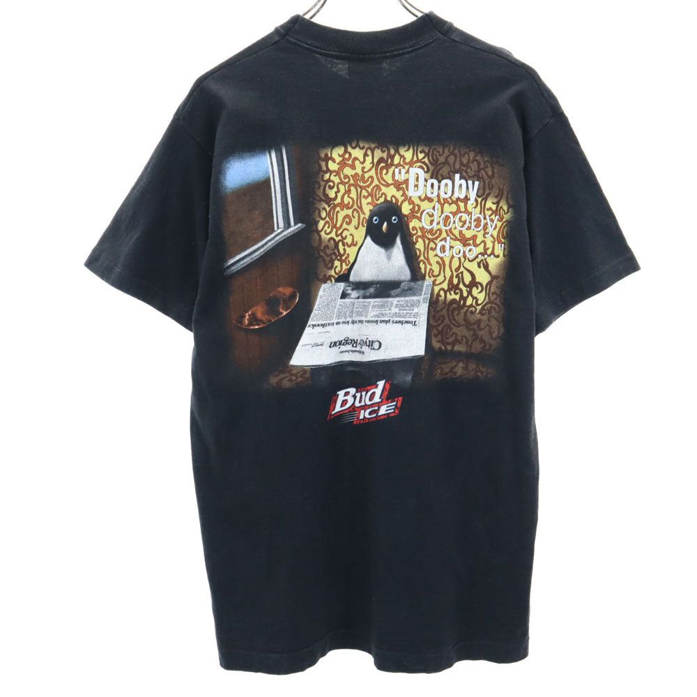 WILD OATS ワイルドオーツ 90s USA製 バックプリント 半袖 BUD ICE Tシャツ L ブラック系 シングルステッチ オールド ヴィンテージ 企業系 メンズ