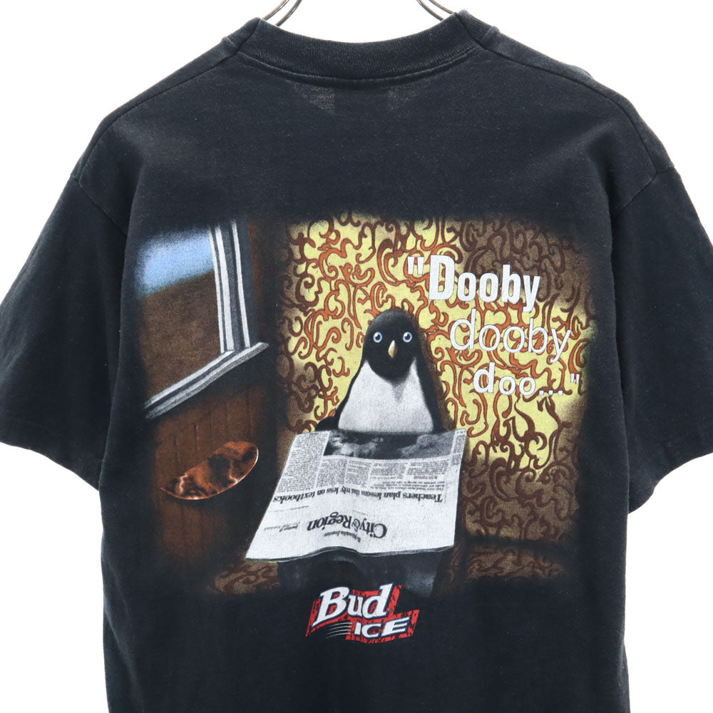 WILD OATS ワイルドオーツ 90s USA製 バックプリント 半袖 BUD ICE Tシャツ L ブラック系 シングルステッチ オールド ヴィンテージ 企業系 メンズ