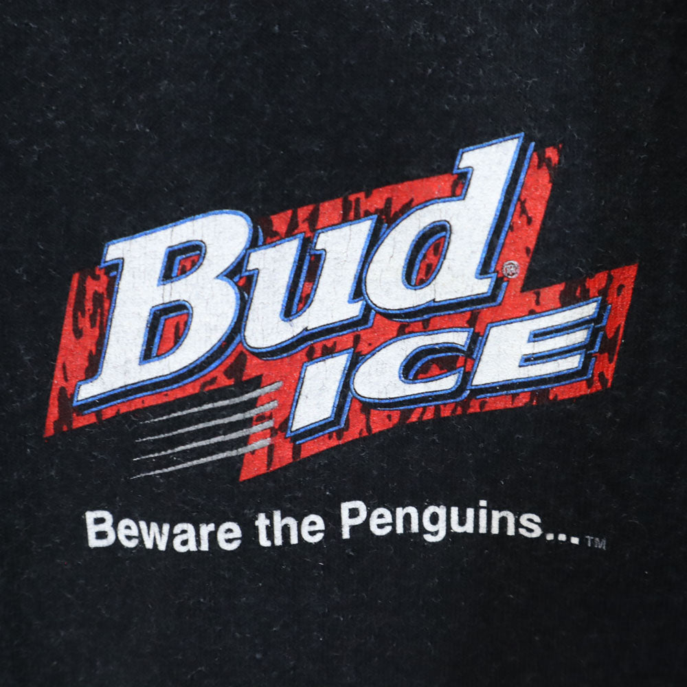 WILD OATS ワイルドオーツ 90s USA製 バックプリント 半袖 BUD ICE Tシャツ L ブラック系 シングルステッチ オールド ヴィンテージ 企業系 メンズ