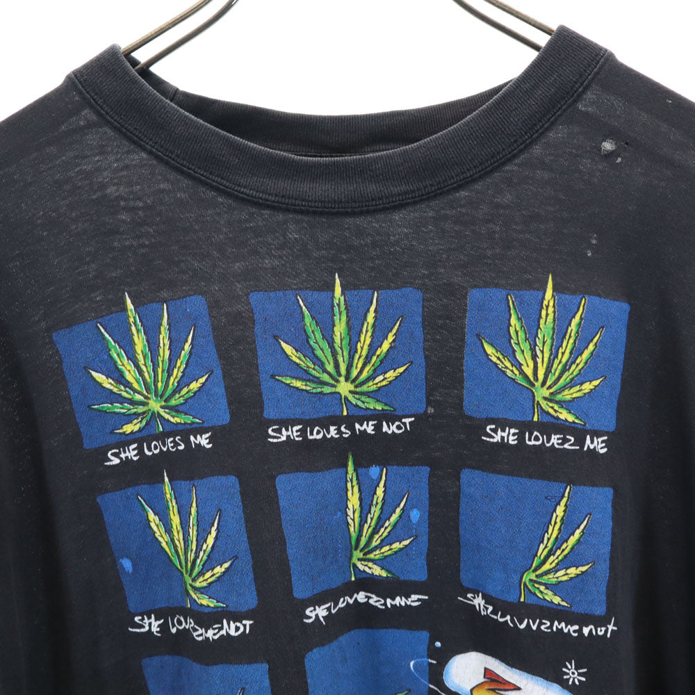 アメリカンフラッグ 90s プリント 半袖 シンプソンズ マリファナ Tシャツ L ブラック系 AMERICAN FLAG シングルステッチ オールド ヴィンテージ メンズ