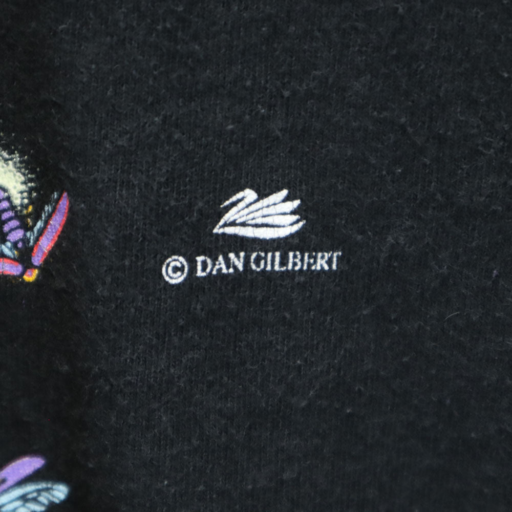 蓄光プリント 90s ホタルプリント 総柄 半袖 ホタル Tシャツ ブラック系 シングルステッチ オールド ヴィンテージ メンズ