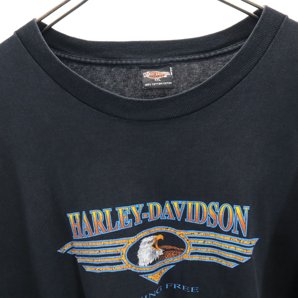 HARLEY DAVIDSON ハーレーダビッドソン 90s プリント 半袖 シングルステッチ Tシャツ XXL ブラック系 HOLOUBEK ビッグサイズ オールド ヴィンテージ メンズ