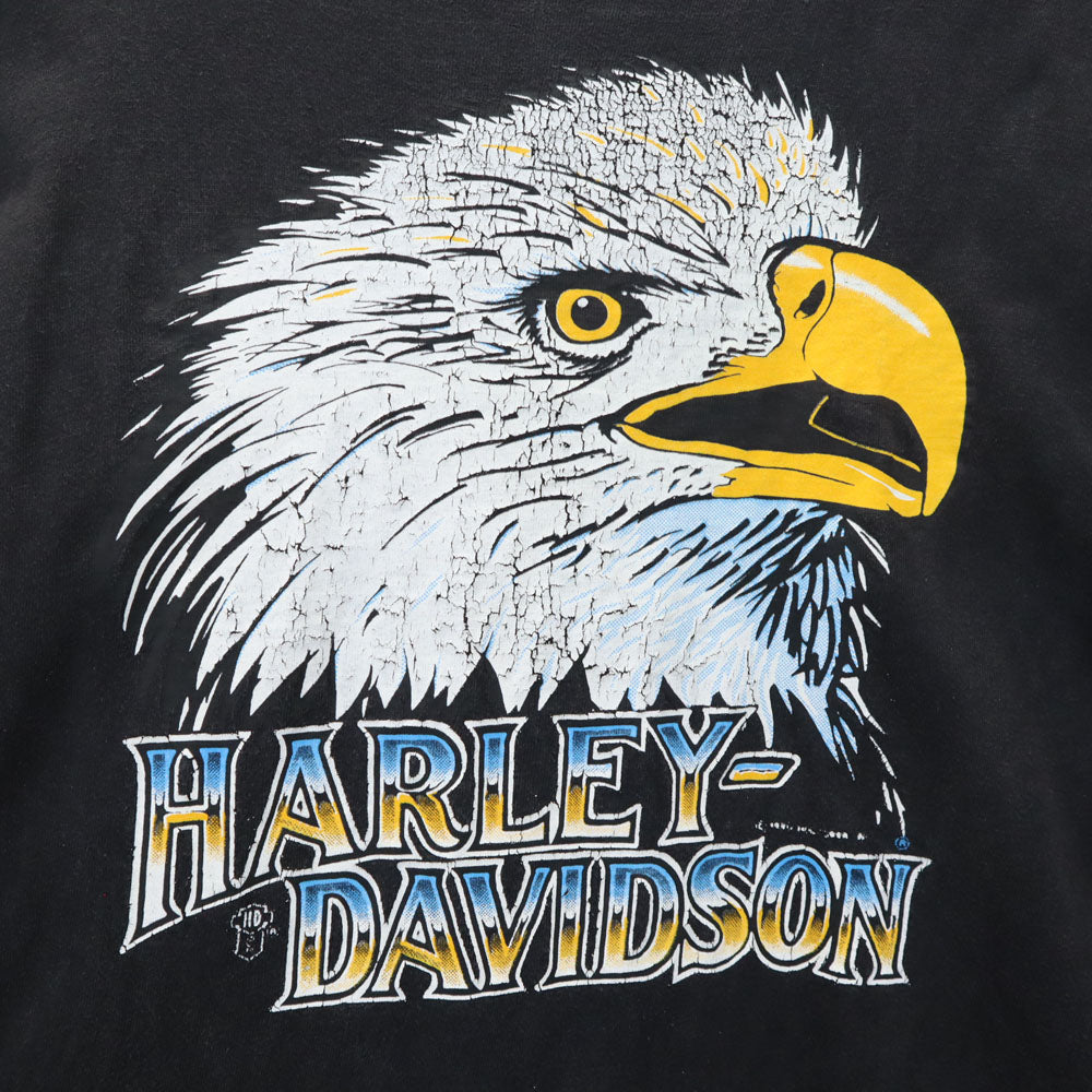 HARLEY DAVIDSON ハーレーダビッドソン 90s イーグルプリント 半袖 Tシャツ ブラック系 オールド ヴィンテージ メンズ