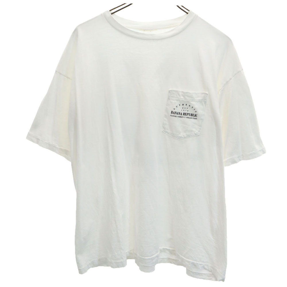 バナナリパブリック 90s バックプリント 半袖 シングルステッチ Tシャツ ホワイト系 Banana Republic ポケT オールド ヴィンテージ メンズ