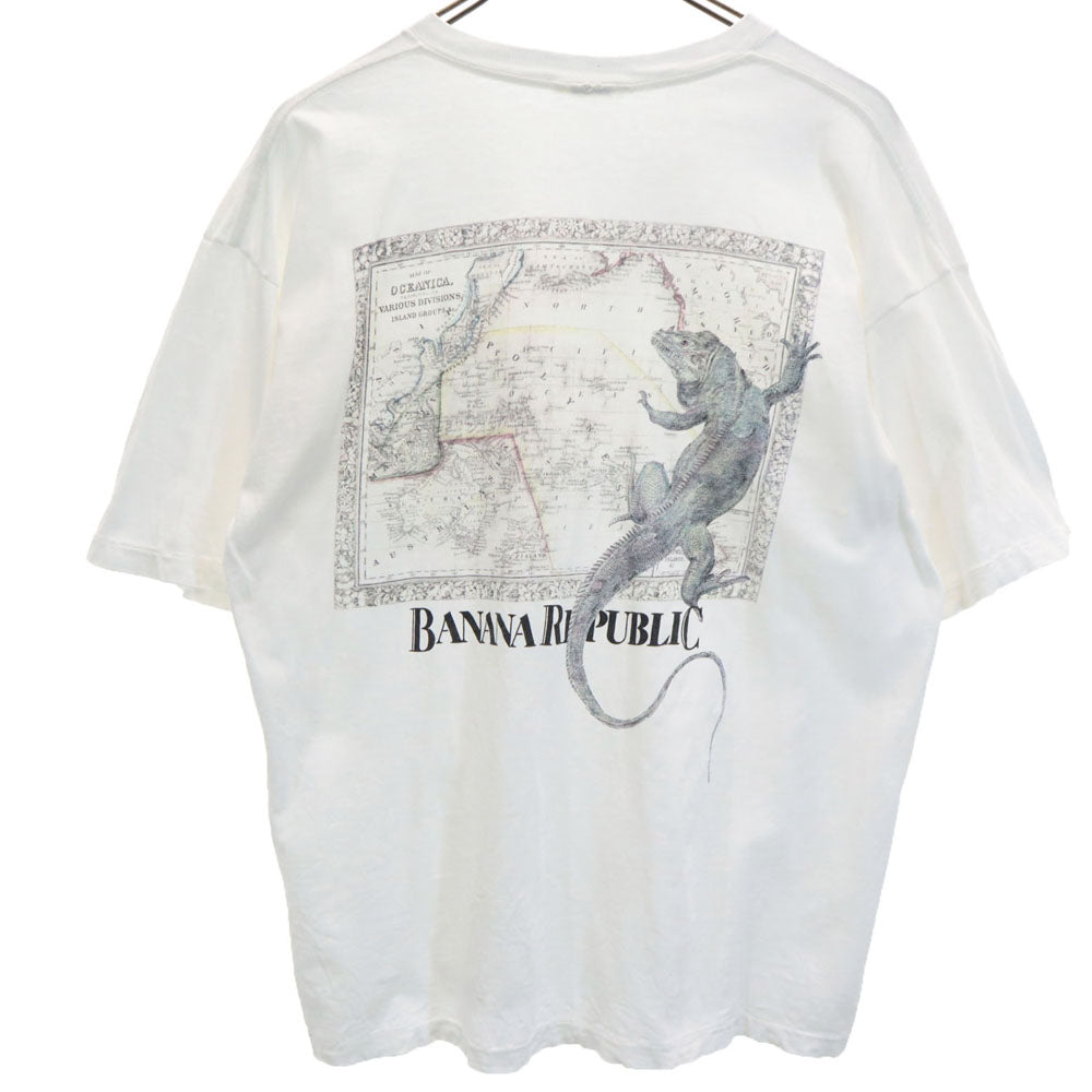 バナナリパブリック 90s バックプリント 半袖 シングルステッチ Tシャツ ホワイト系 Banana Republic ポケT オールド ヴィンテージ メンズ