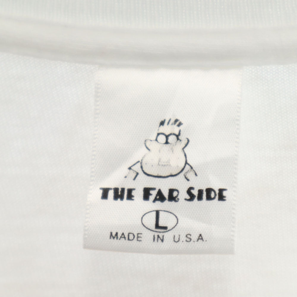 THE FAR SIDE ザファーサイド 80s USA製 プリント 半袖 シングルステッチ Tシャツ L ホワイト系 オールド ヴィンテージ メンズ