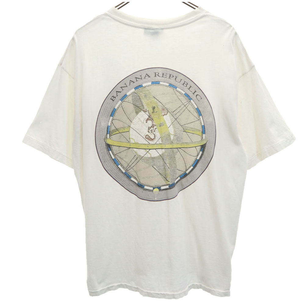 バナナリパブリック 90s USA製 バックプリント 半袖 シングルステッチ Tシャツ L ホワイト系 Banana Republic ポケT オールド ヴィンテージ メンズ