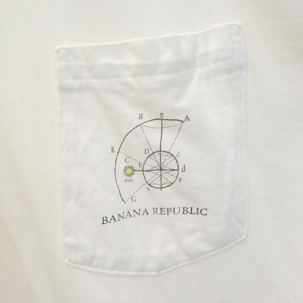 バナナリパブリック 90s USA製 バックプリント 半袖 シングルステッチ Tシャツ L ホワイト系 Banana Republic ポケT オールド ヴィンテージ メンズ
