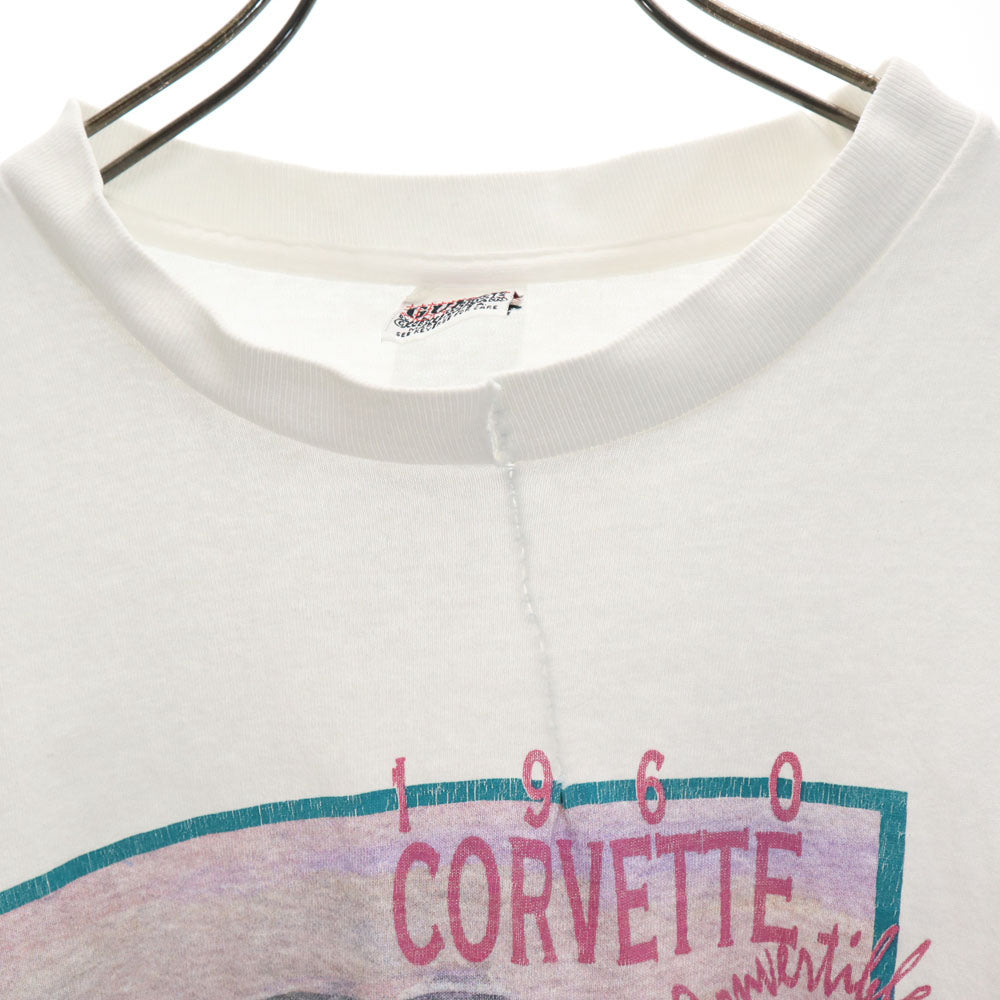 Guess ゲス 90s USA製 プリント 5分袖 シングルステッチ Tシャツ L ホワイト系 オールド ヴィンテージ メンズ