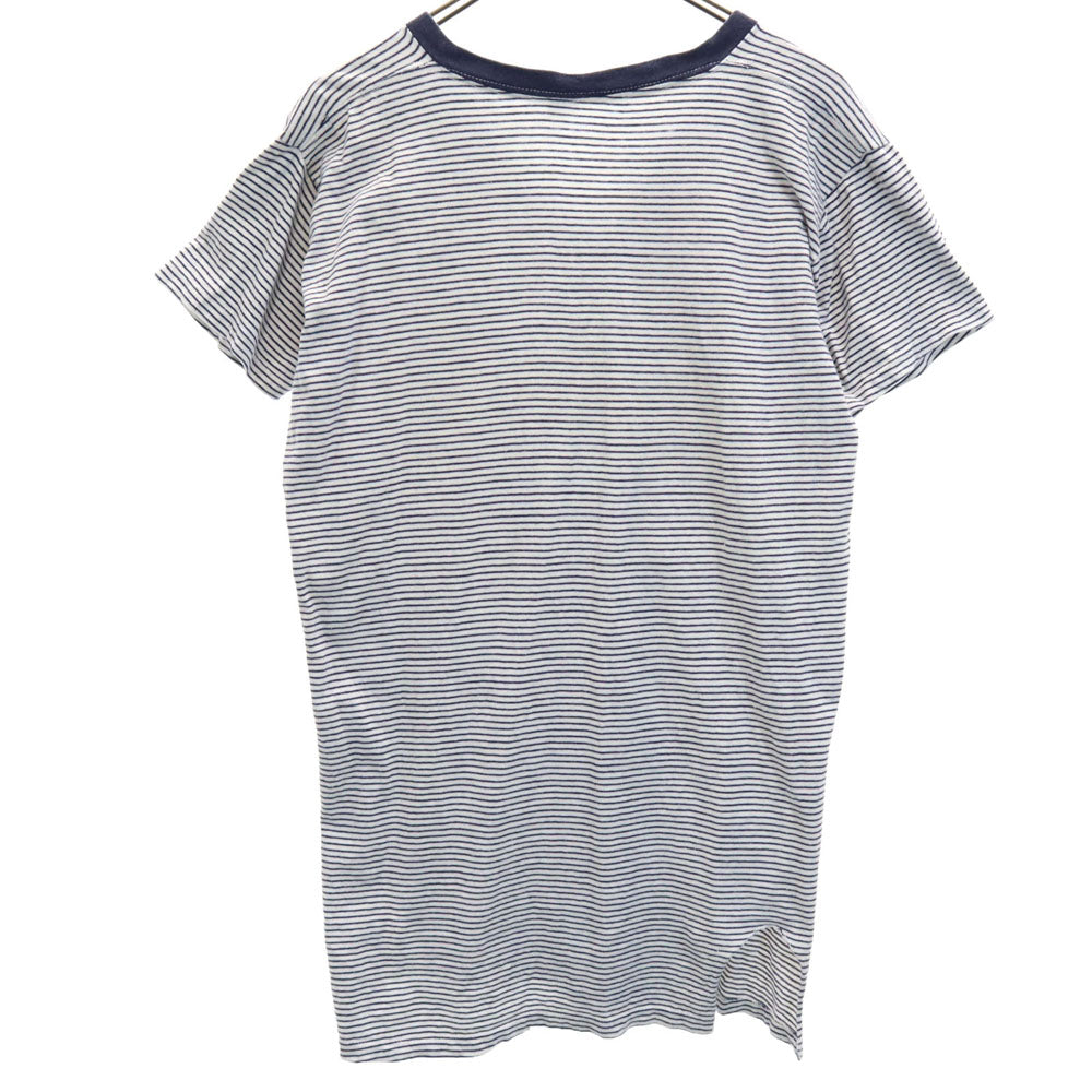 Velva Sheen ベルバシーン 60s ボーダー 半袖 Vネック Tシャツ L 白×紺 オールド ヴィンテージ メンズ