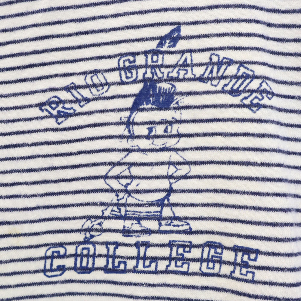 Velva Sheen ベルバシーン 60s ボーダー 半袖 Vネック Tシャツ L 白×紺 オールド ヴィンテージ メンズ