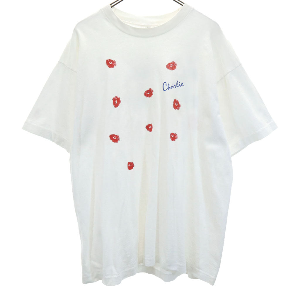 FRUIT OF THE LOOM フルーツオブザルーム 90s USA製 プリント 半袖 シングルステッチ Tシャツ XL ホワイト系 オールド ヴィンテージ メンズ