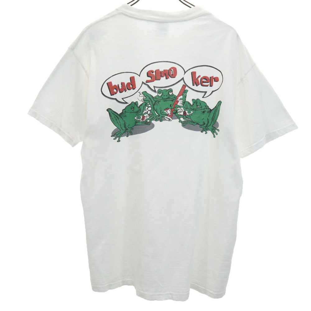 DELTA デルタ 90s USA製 バックプリント カエル 半袖 パロディー Tシャツ L ホワイト系 オールド ヴィンテージ メンズ