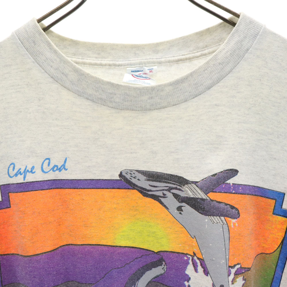 DELTA デルタ 90s プリント 半袖 クジラ Tシャツ XL グレー系 オールド ヴィンテージ メンズ